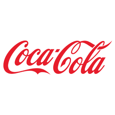 Coca-Cola logo in red cursive text.