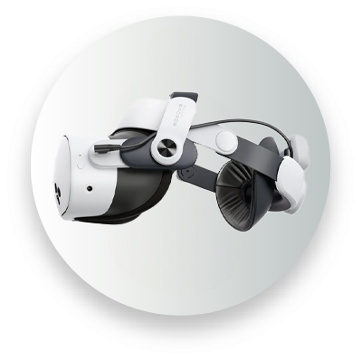 VR headset with straps on a gray background