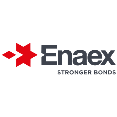 Enaex logo with a red star design and the tagline 'Stronger Bonds'