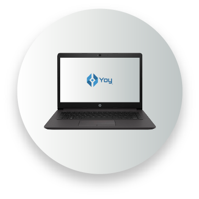 Laptop with logo on screen